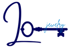 A stylized navy blue logo on a white background, featuring a key shape with the word 'jewelry' in light blue script across it.